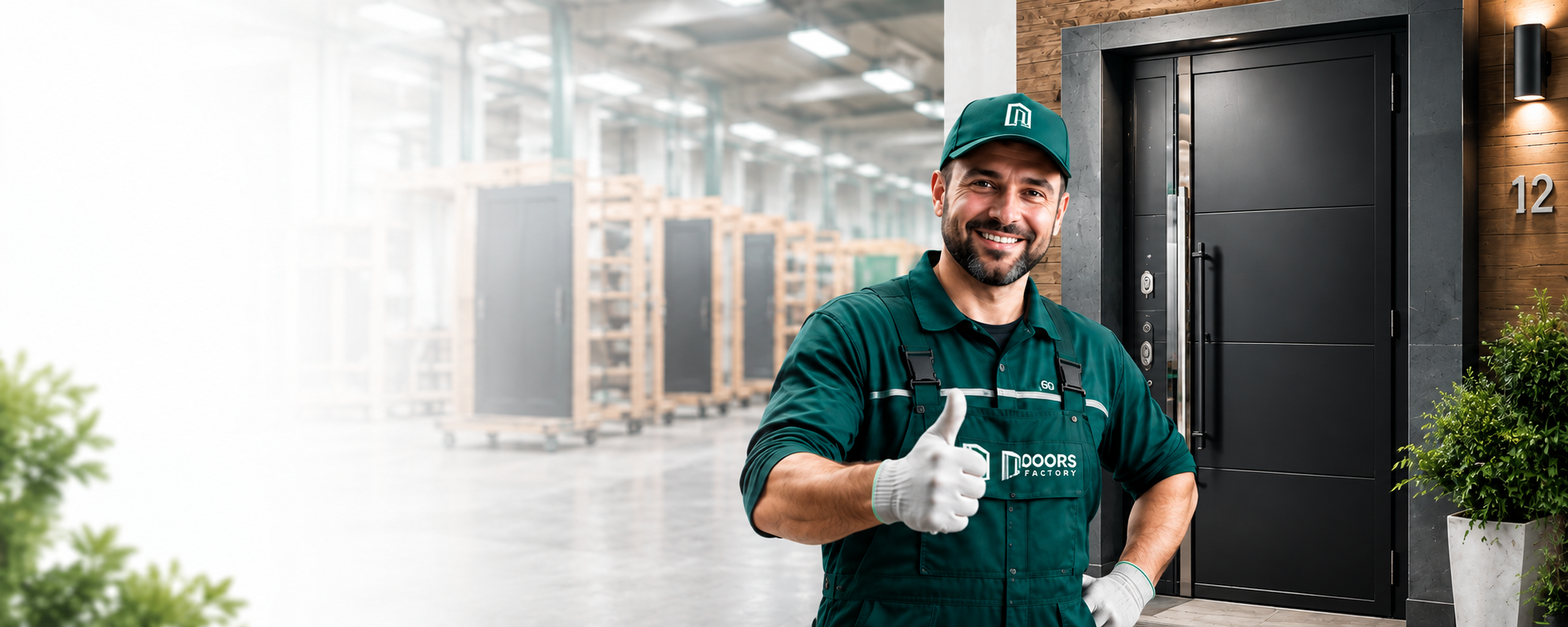 Мастер Doors Factory рядом с входной дверью